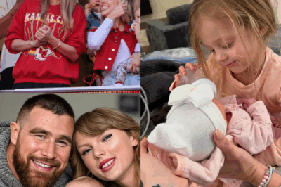 Brittany Mahomes shares a pic of Travis Kelce and Taylor Swift with baby Golden, but little Sterling steals the show with an innocent quip that left the couple blushing – what did she say?