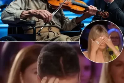 Nearly 100 years old, the veteran sat in a wheelchair, holding a violin in his hand, quietly playing emotional melodies…