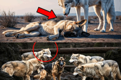 An old wolf approached a dying K9 German Shepherd… What he did next was heartbreaking and beautiful.