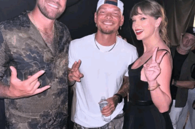 Kane Brown and the power couple Taylor Swift and Travis Kelce tonight in Nashville after he performed “Shake It Off” with Swift!