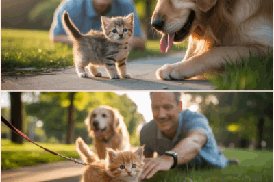 Stray Kitten Runs Up to a Man Walking His Dog – What Happens Next is Heartwarming!