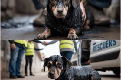 When Rescuers Found This Helpless Dog, She’d Been Stuck In Tar For So Long She Was Almost Solid