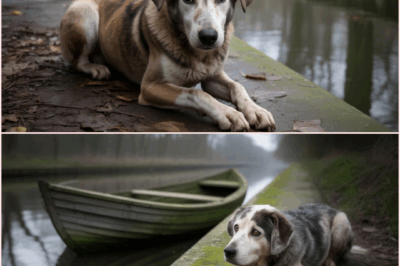 Starving dog found dumped by canal was so skinny, every single bone was poking out of his skin