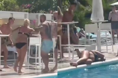 VIDEO: Football Star Caught On Camera Knocking Woman Out Cold With A Chair During Shocking Poolside Brawl.