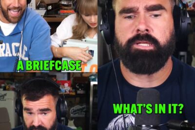 WATCH: Jason and Travis Kelce react live to Taylor Swift’s bombshell album reveal on New Heights podcast.