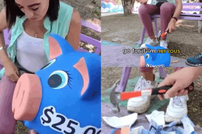 Rich man gifts a lucky piggy bank to a single mother to help her children,her reaction was beautiful