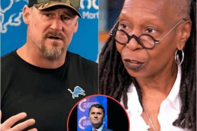 “I will not stay silent.” — Dan Campbell’s voice suddenly cut through the storm, his five words echoing like thunder in a night already split by Whoopi Goldberg’s shocking outburst.