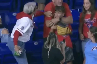 Closer Look of Phillies Karen Stealing Home Run Ball From Kid
