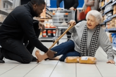 DONT LEAVE ME! THE 90-YEAR-OLD WOMAN FELL TO THE SUPERMARKET FLOOR, DESPERATELY TRYING TO MOVE HERSELF OUT, SHOPPERS STARED BUT DID NOTHING, UNTIL A MAN IN BLACK CAME FORWARD AND CHANGED HER FATE
